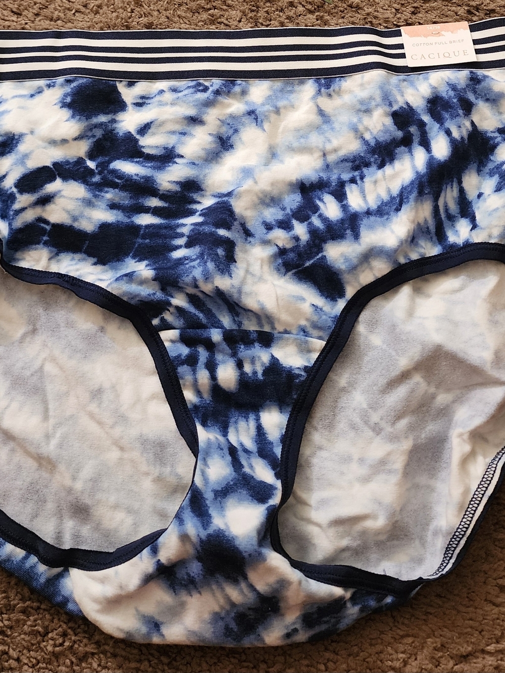Cacique Blue and White Tie-Dye Cotton Briefs